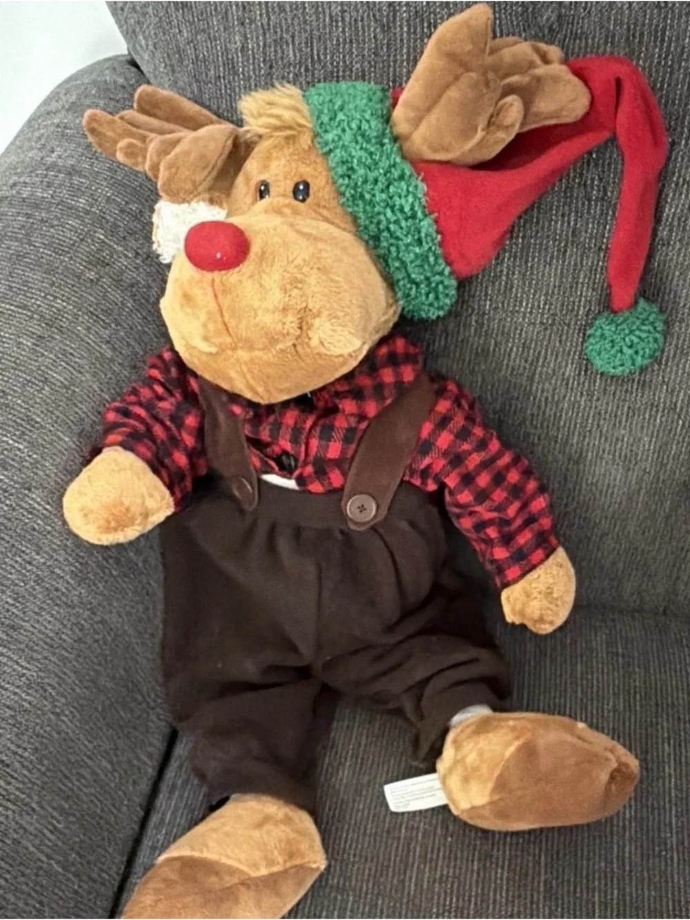 Plush Reindeer Holiday Stuffed Toy - Red & Brown